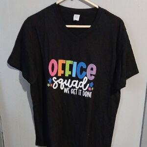Office Squad Black Graphic Tee - Colorful Lettering
